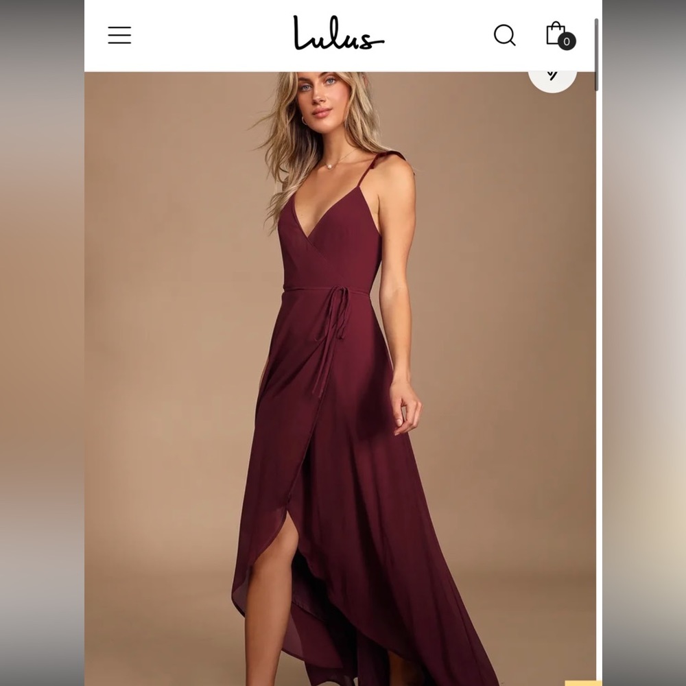 Lulu’s Burgundy Wrap Dress XS